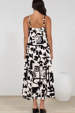 Abegail Midi Dress - Square Neckline Sun Dress in Halsey Print><noscript><img width=