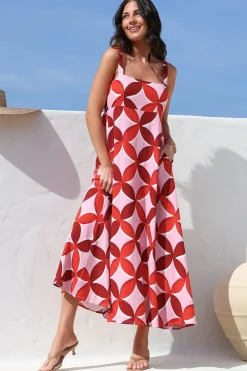 Acacia Maxi Dress - Square Neckline Thick Adjustable Strap Sun Dress in Bambina Print><noscript><img width=