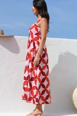 Acacia Maxi Dress - Square Neckline Thick Adjustable Strap Sun Dress in Bambina Print><noscript><img width=