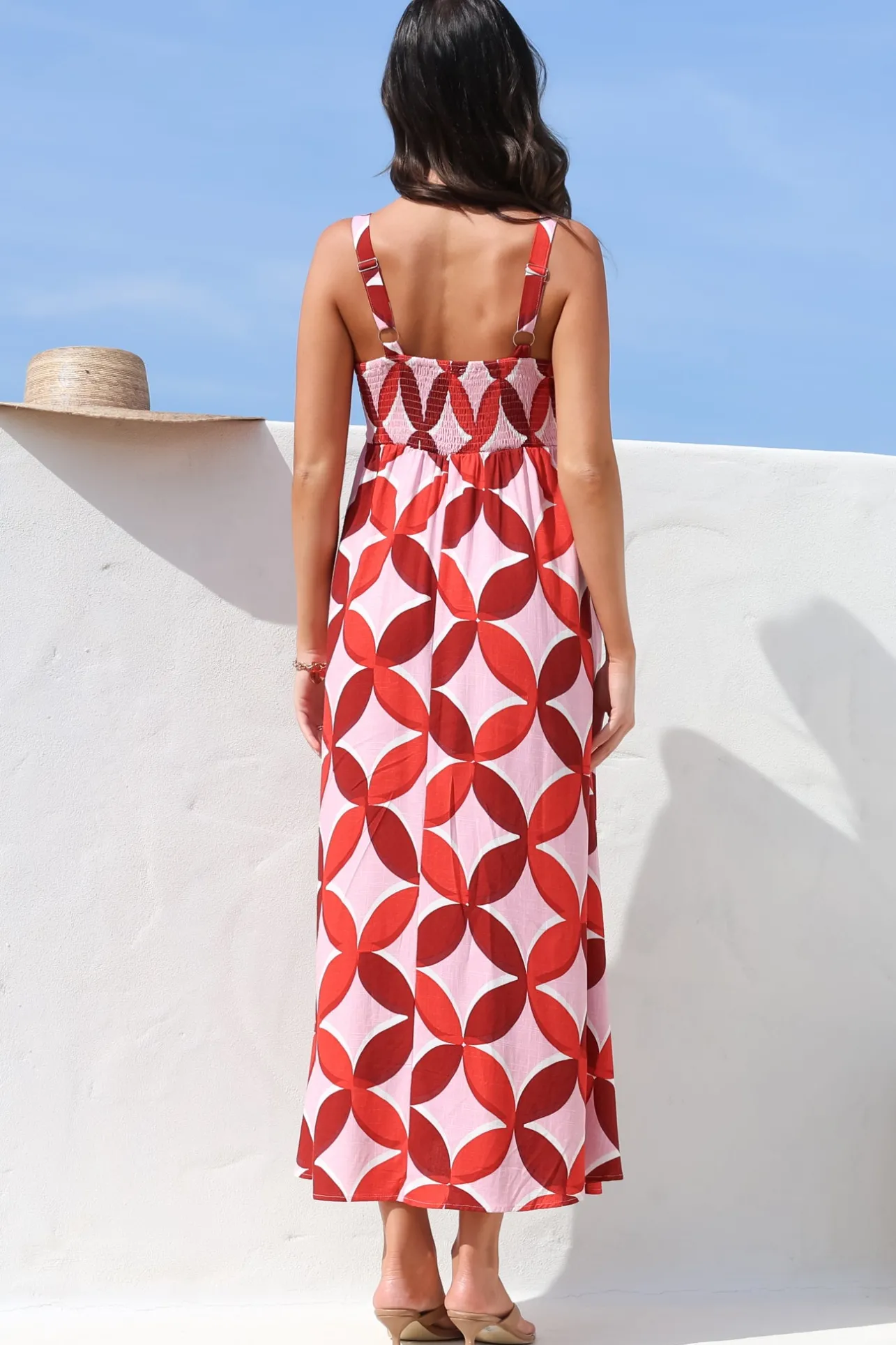 Acacia Maxi Dress - Square Neckline Thick Adjustable Strap Sun Dress in Bambina Print>Salty Crush Sale
