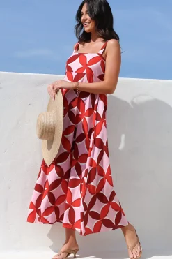 Acacia Maxi Dress - Square Neckline Thick Adjustable Strap Sun Dress in Bambina Print><noscript><img width=