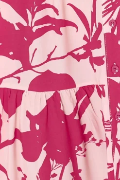 Acelle Midi Dress - Sleeveless Bermuda Collar Button Down Dress in Patty Print Pink><noscript><img width=