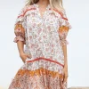 Addy Mini Dress - Statement Balloon Sleeve Button Down Dress in Quincy Print>Jaase Discount