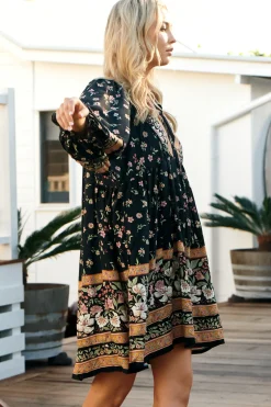 Adela Mini Dress - Oversized Smock Dress with Batwing Sleeves in Eternity Print><noscript><img width=