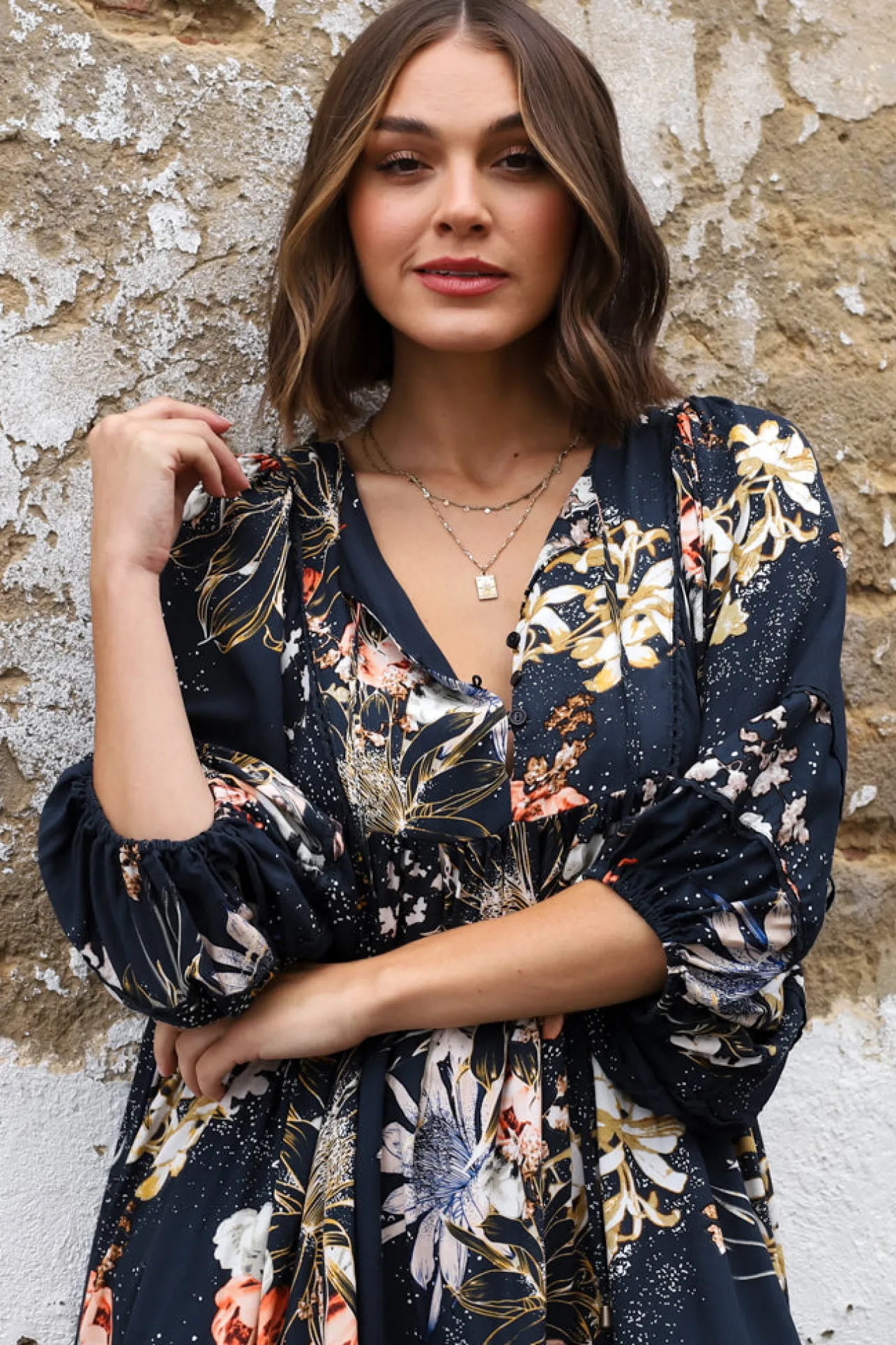 Adela Mini Dress - Oversized Smock Dress with Batwing Sleeves in Indigo Print>Jaase Best