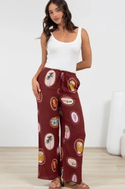 Adelaide Pants - Drawstring High Waisted Wide Leg Pant in Tamrin Print><noscript><img width=