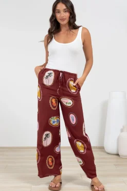 Adelaide Pants - Drawstring High Waisted Wide Leg Pant in Tamrin Print><noscript><img width=