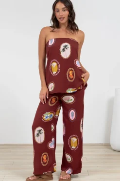 Adelaide Pants - Drawstring High Waisted Wide Leg Pant in Tamrin Print><noscript><img width=