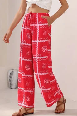 Adelaide Pants - Drawstring High Waisted Wide Leg Pant in Cambria Print><noscript><img width=