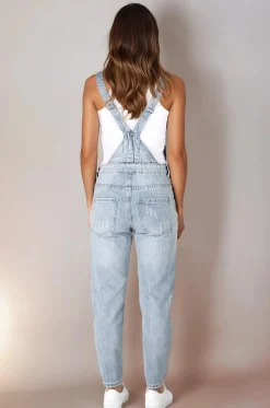Aeryn Denim Overalls - Straight Leg Dungarees in Stone Wash Denim><noscript><img width=