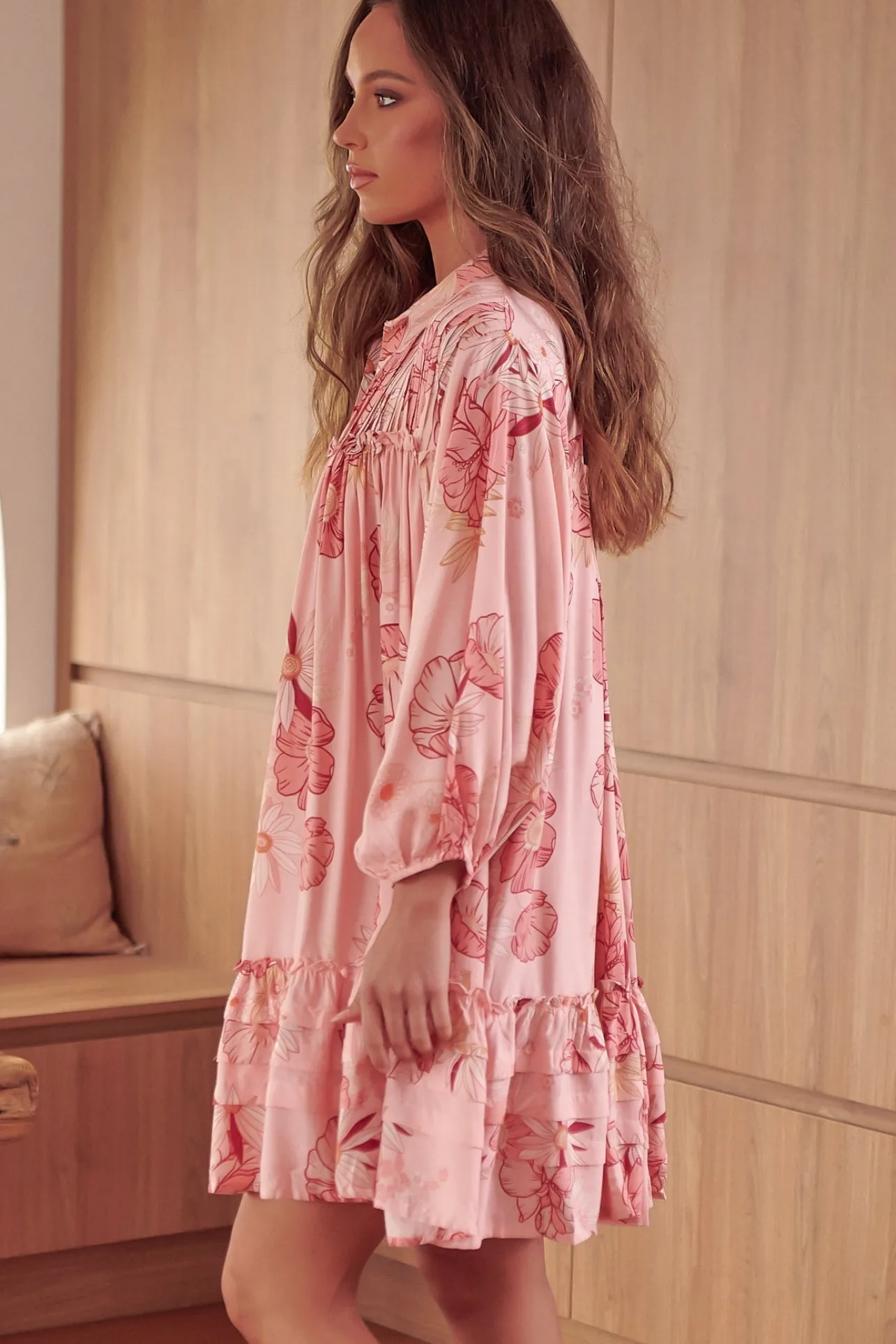 Aimee Mini Dress - Oversized Style with Folded Collar Dress in Beliss Print>Jaase
