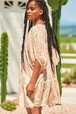 Alice Mini Dress - V Neckline with Pin Tucking Bust Detail Dress Tigerlily Print><noscript><img width=
