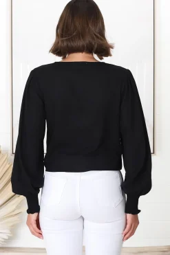 Amber Top - Button Down with Tie Detail Top in Black><noscript><img width=