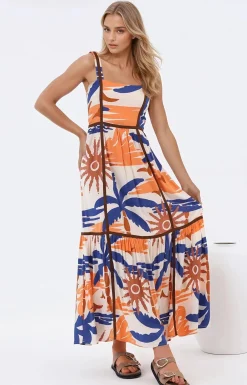 Angie Maxi Dress - Thick Strap Tiered Skirt Sun Dress in Trula Print><noscript><img width=