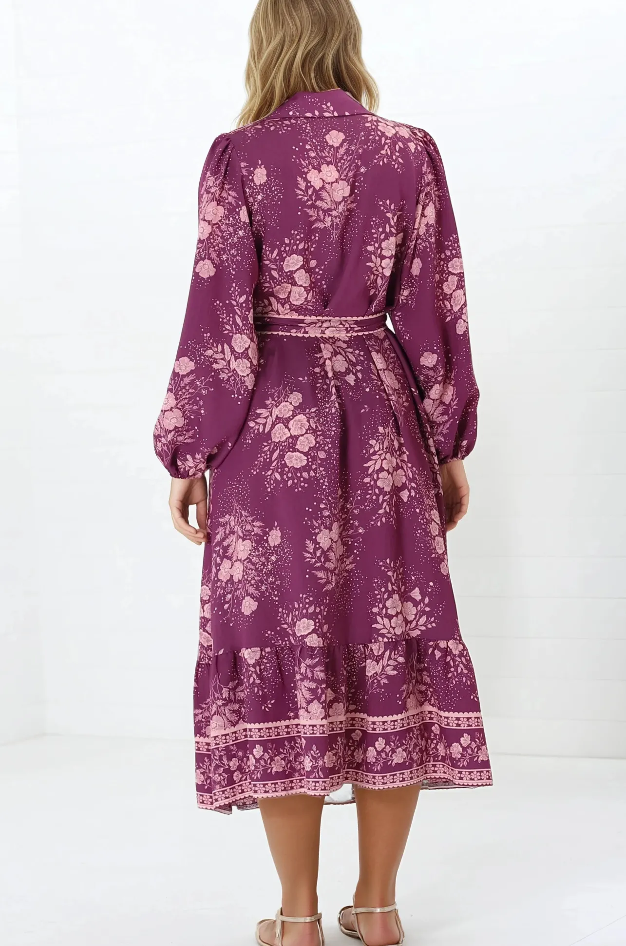 Anita Midi Dress - Button-Down Shirt Dress in Briella Print Berry>Salty Crush Sale