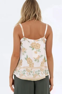Annika Top - Soft V Neckline Adjustable Strap Cami in Gisella Print><noscript><img width=