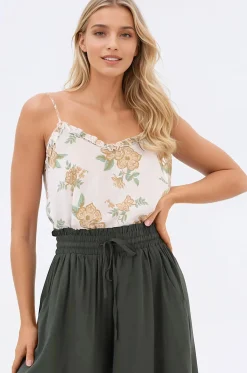 Annika Top - Soft V Neckline Adjustable Strap Cami in Gisella Print><noscript><img width=