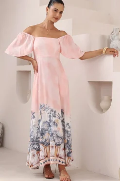 Ashby Maxi Dress - On or Off Shoulder A-Line Dress with Pockets in Armena Print><noscript><img width=