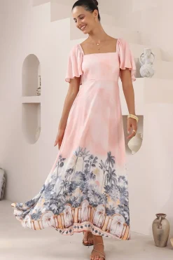 Ashby Maxi Dress - On or Off Shoulder A-Line Dress with Pockets in Armena Print><noscript><img width=