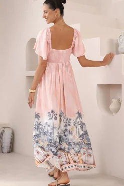 Ashby Maxi Dress - On or Off Shoulder A-Line Dress with Pockets in Armena Print><noscript><img width=