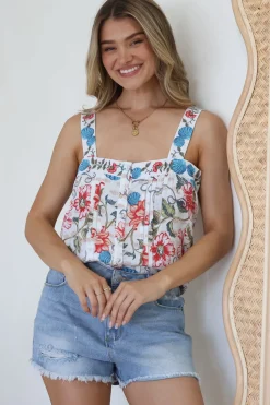 Aspa Top - Thick Adjustable Strap Button Front Crop in Safia Print><noscript><img width=