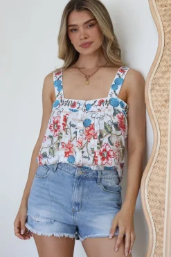 Aspa Top - Thick Adjustable Strap Button Front Crop in Safia Print><noscript><img width=