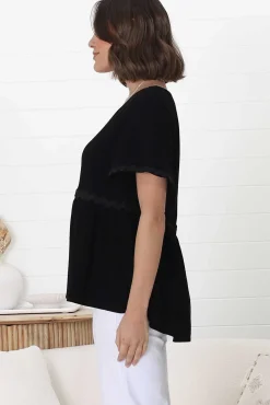 Aster Top - Pull Over Top with Rick Rack Detailing in Black><noscript><img width=
