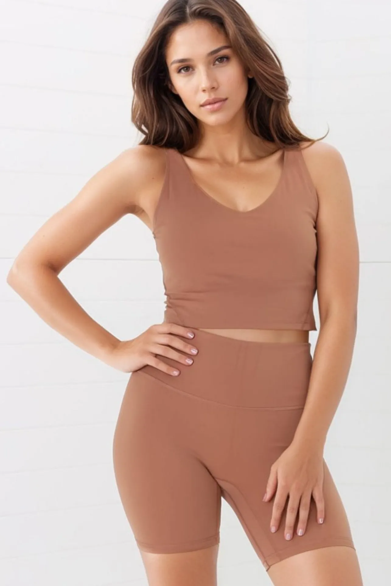 Axel Bike Shorts - Thick Highwaisted Band Bike Shorts in Burnt Orange>Salty Crush Hot