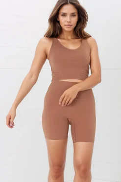 Axel Bike Shorts - Thick Highwaisted Band Bike Shorts in Burnt Orange><noscript><img width=