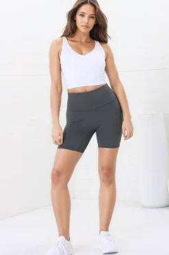 Axel Bike Shorts - Thick Highwaisted Band Bike Shorts in Spruce Green><noscript><img width=