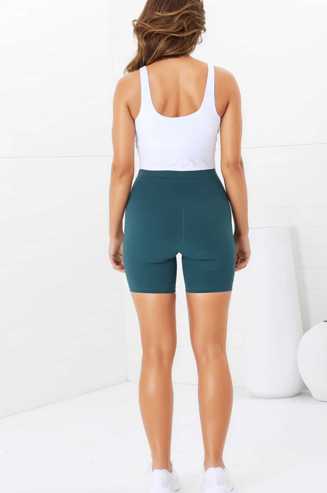 Axel Bike Shorts - Thick Highwaisted Band Bike Shorts in Teal>Salty Crush Clearance