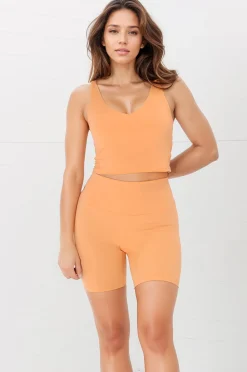 Axel Bike Shorts - Thick Highwaisted Band Bike Shorts in Boston Orange><noscript><img width=