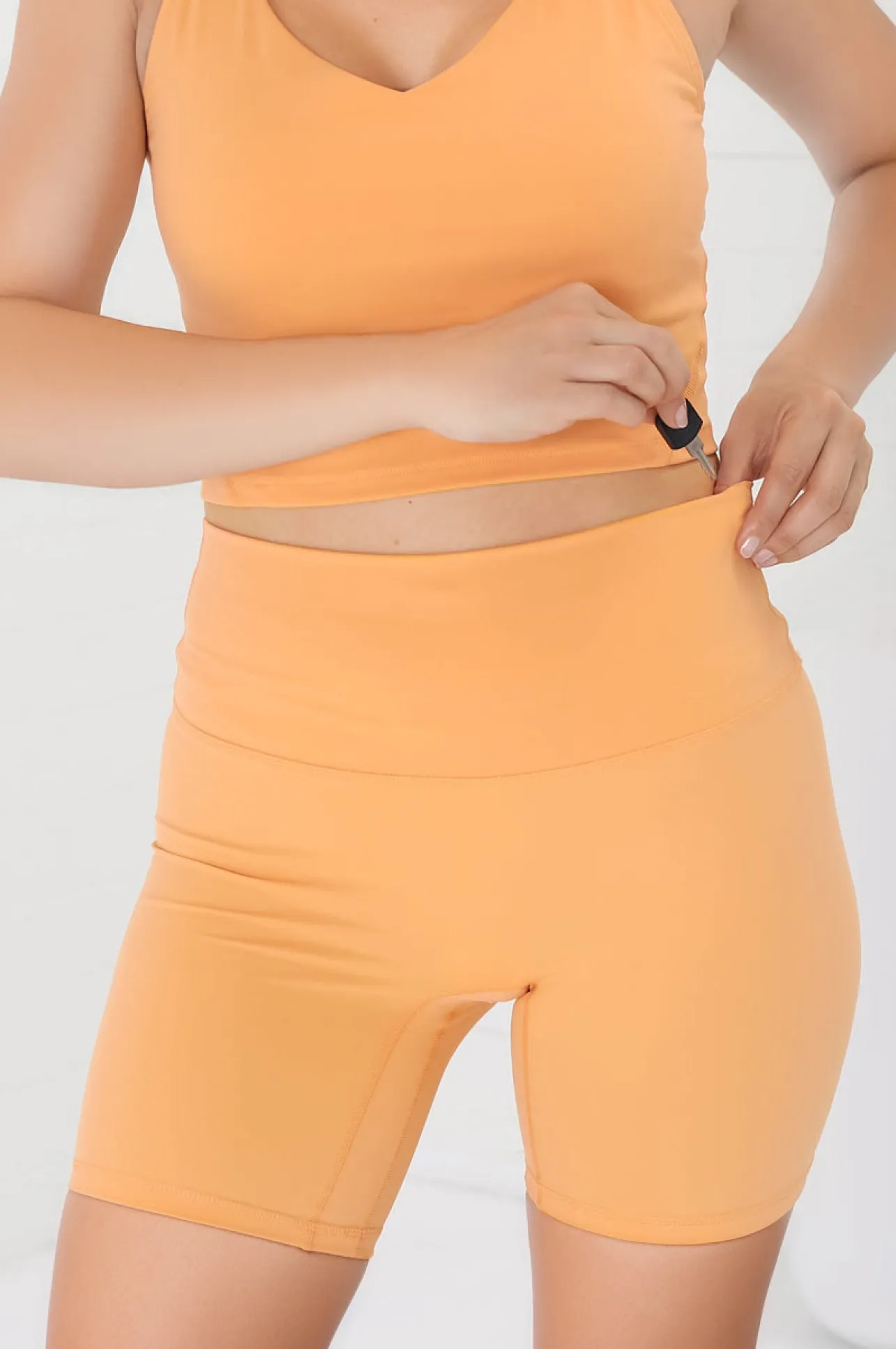 Axel Bike Shorts - Thick Highwaisted Band Bike Shorts in Boston Orange>Salty Crush Online