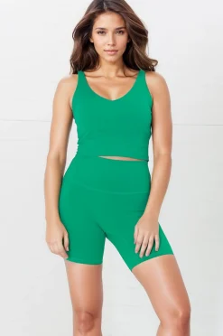Axel Bike Shorts - Thick Highwaisted Band Bike Shorts in Verdant>Salty Crush Best