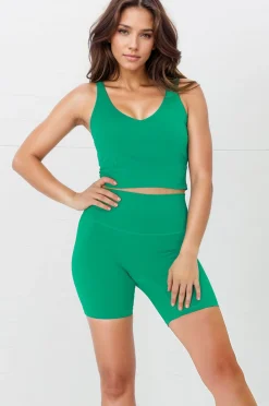 Axel Bike Shorts - Thick Highwaisted Band Bike Shorts in Verdant><noscript><img width=
