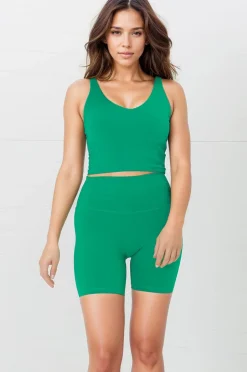Axel Bike Shorts - Thick Highwaisted Band Bike Shorts in Verdant><noscript><img width=