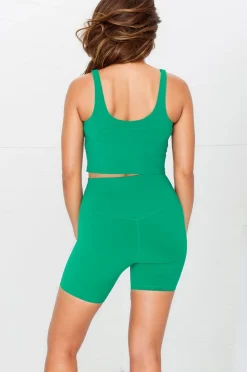 Axel Bike Shorts - Thick Highwaisted Band Bike Shorts in Verdant><noscript><img width=