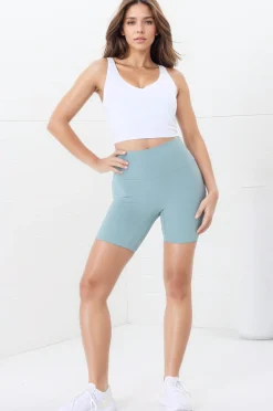 Axel Bike Shorts - Thick Highwaisted Band Bike Shorts in Frosted Green>Salty Crush Outlet