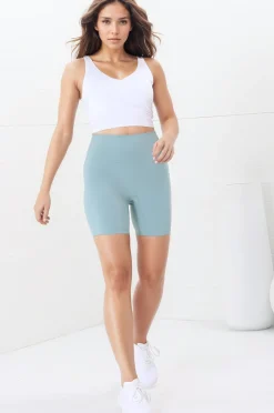 Axel Bike Shorts - Thick Highwaisted Band Bike Shorts in Frosted Green><noscript><img width=