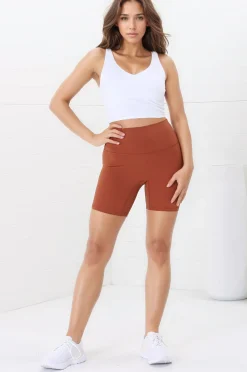 Axel Bike Shorts - Thick Highwaisted Band Bike Shorts in Tan><noscript><img width=
