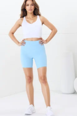 Axel Bike Shorts - Thick Highwaisted Band Bike Shorts in Cold Blue>Salty Crush