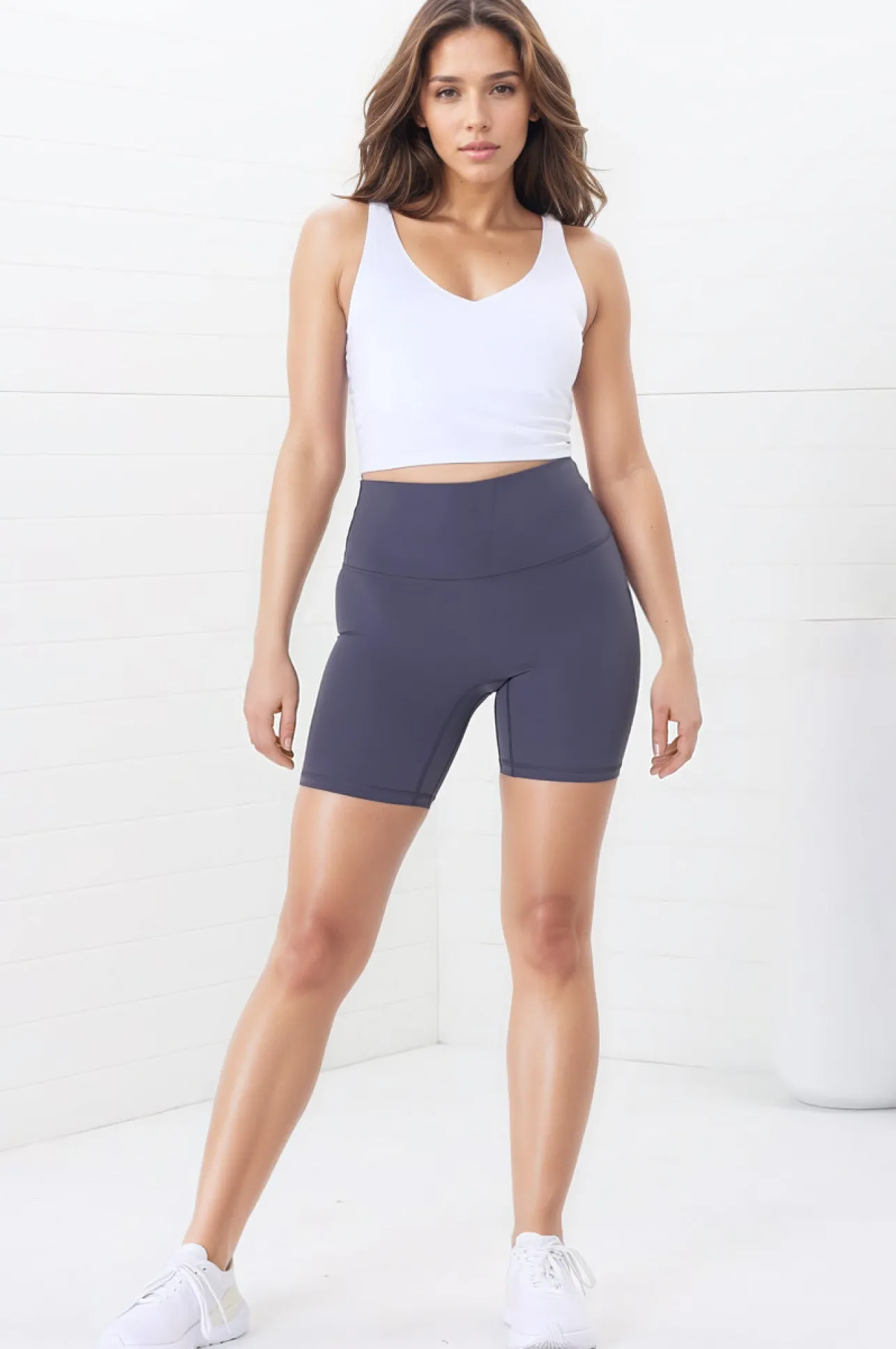Axel Bike Shorts - Thick Highwaisted Band Bike Shorts in Lilac Grey>Salty Crush Sale