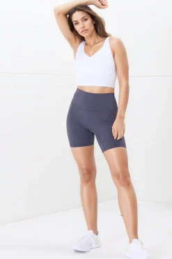 Axel Bike Shorts - Thick Highwaisted Band Bike Shorts in Lilac Grey><noscript><img width=