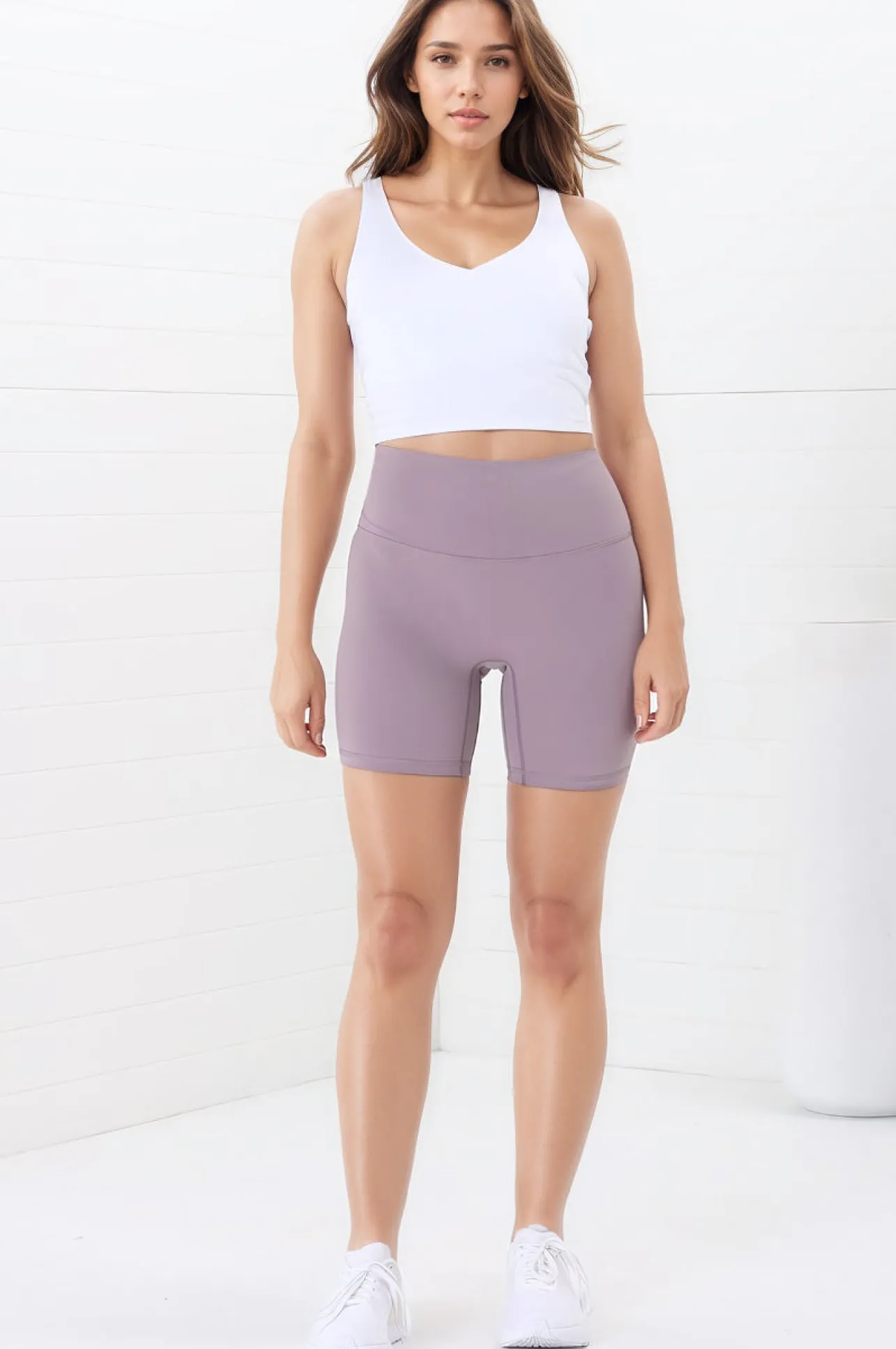 Axel Bike Shorts - Thick Highwaisted Band Bike Shorts in Mauve>Salty Crush Best