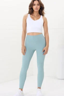 Axel Leggings - High Waisted Full Length Leggings in Frosted Green>Salty Crush Best