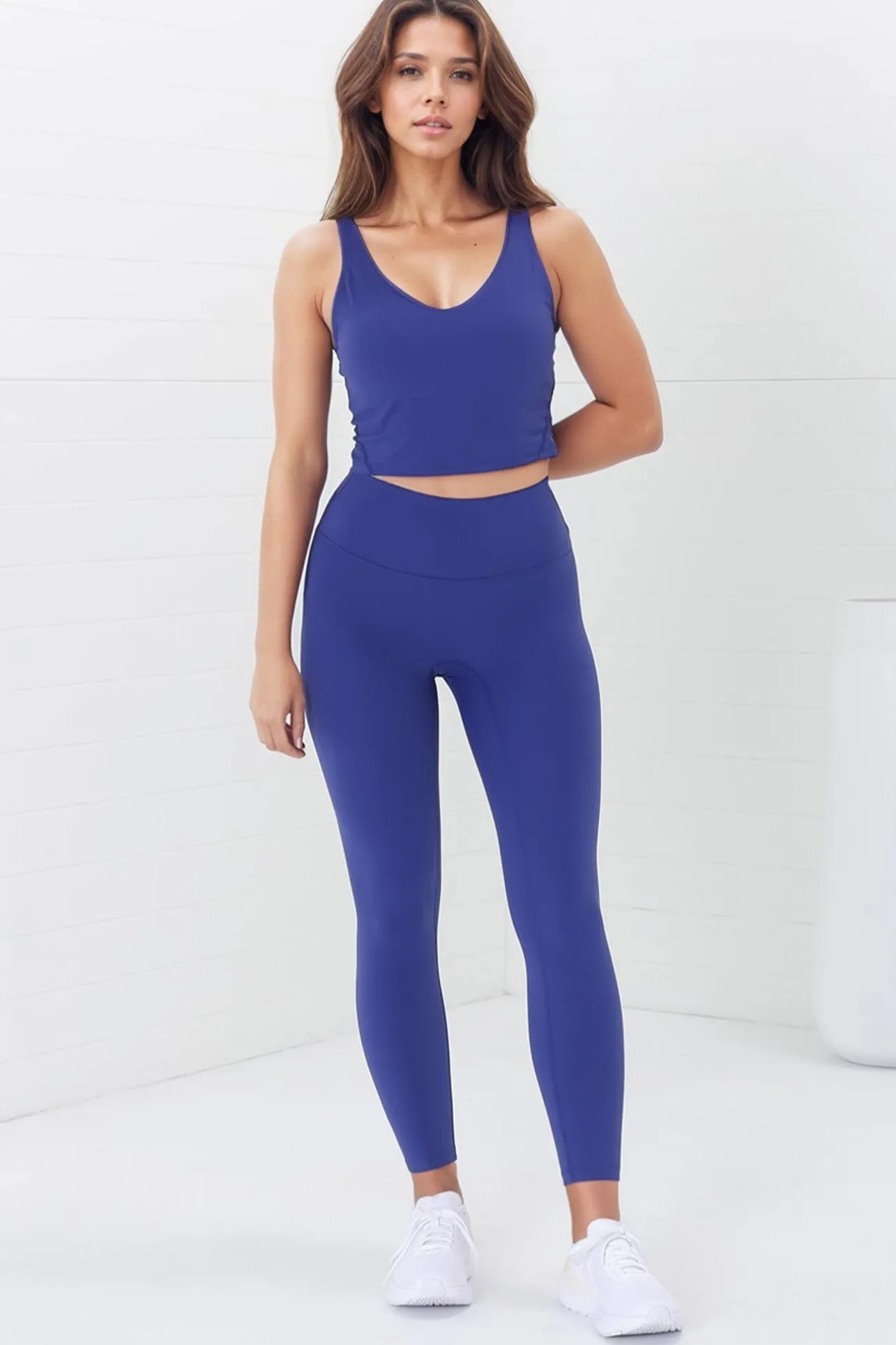 Axel Leggings - High Waisted Full Length Leggings in Cobalt Blue>Salty Crush Clearance