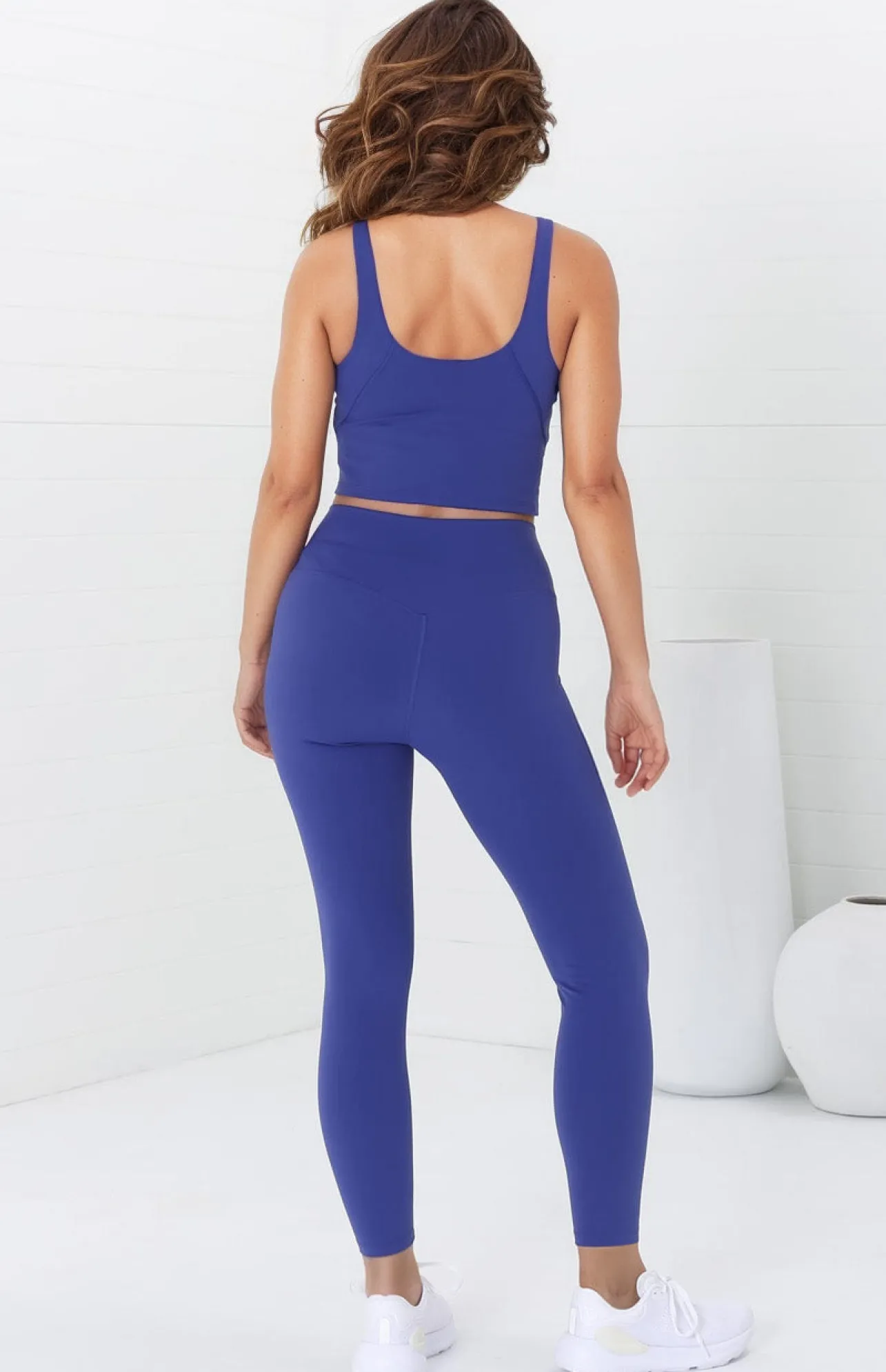 Axel Leggings - High Waisted Full Length Leggings in Cobalt Blue>Salty Crush Clearance