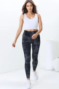 Axel Leggings - High Waisted Full Length Leggings in Grey Tie-Dye><noscript><img width=