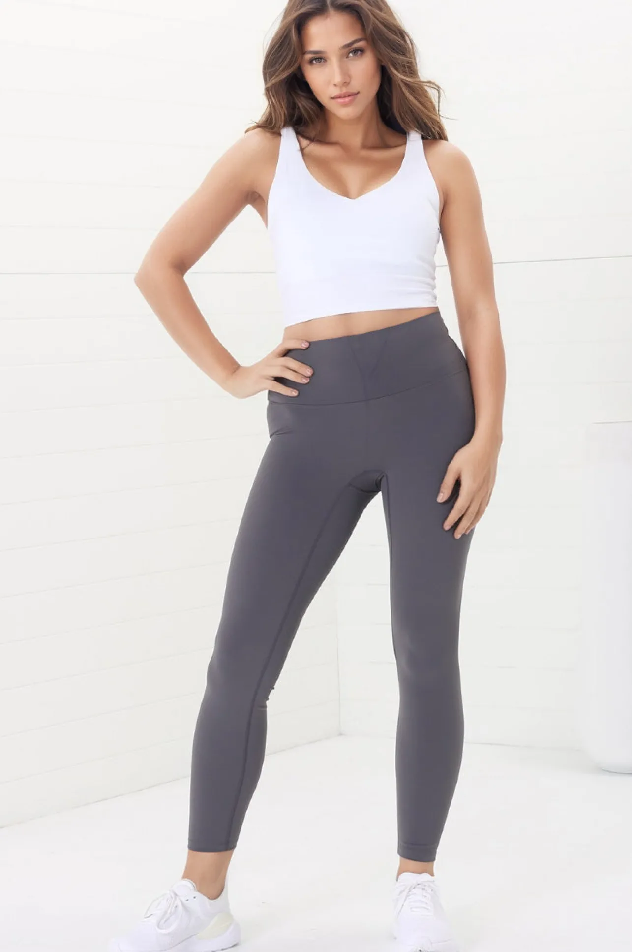 Axel Leggings - High Waisted Full Length Leggings in Dark Grey>Salty Crush Clearance