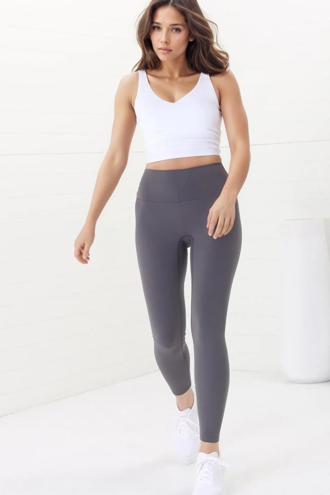 Axel Leggings - High Waisted Full Length Leggings in Dark Grey>Salty Crush Clearance